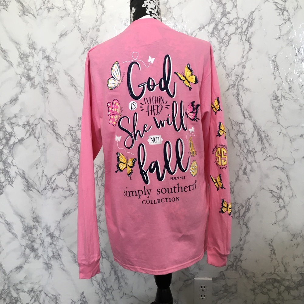 Simply Southern Pink God Butterfly Long Sleeve